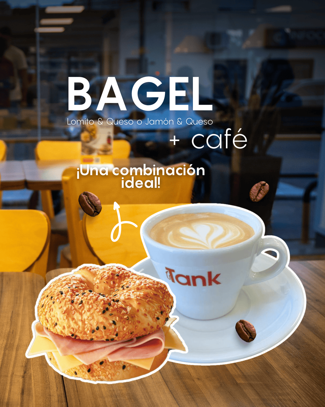 Imagen de Bagel calentito + café
